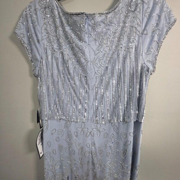 NWT Adrianna Papell Sequin bead illusion blouson dress glacier Size 18W - Picture 14 of 16